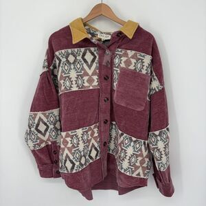 Oli & Hali Aztec Pattern Jacket-Wine Berry